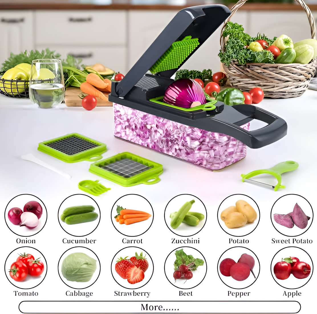 Multi-Function 16-in-1 Cutter – Slice, Dice, Grate & More